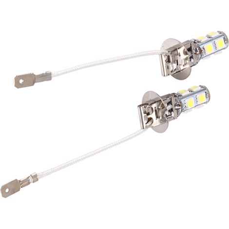 2x Ampoule LED H3 5050 Blanc 9 SMD pour Phare Anti-Brouillard Voiture 12V (1/5)