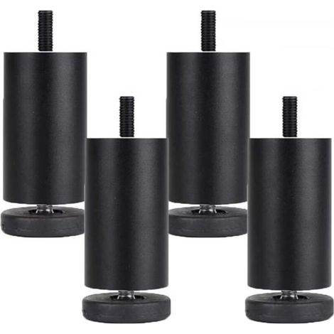 – Pieds de meuble réglables en alliage d'aluminium – Hauteur 12cm – Base pivotante – Lot de 4 – Capacité de charge 200kg (1/5)