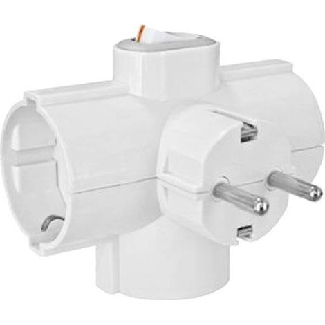 Triple Schuko con Interruptor, 16A, 250V, Material Termoestable - MARCA, KRANG