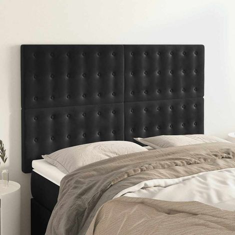 vidaXL Cabecero Terciopelo Negro 144x5x118/128 cm (1/5)