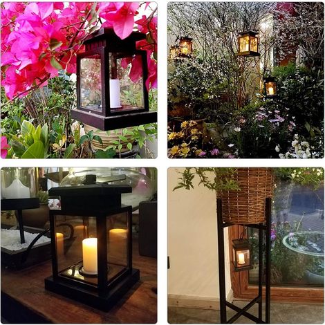 Luci solari a LED - Lanterna solare da giardino - Impermeabile - Plastica - Senza fiamma - Da appendere - Decorazione per esterni per tavolo o festa all'aperto (1/5)