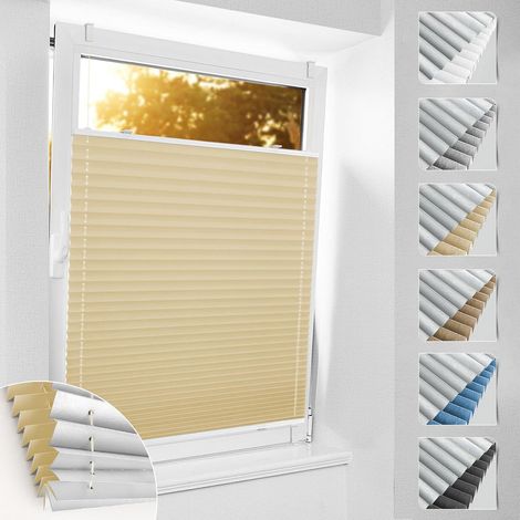 Plissee ohne Bohren Verdunkelung Klemmfix Hellbeige 75x100 cm Thermo Sichtschutz Sonnenschutz (1/5)
