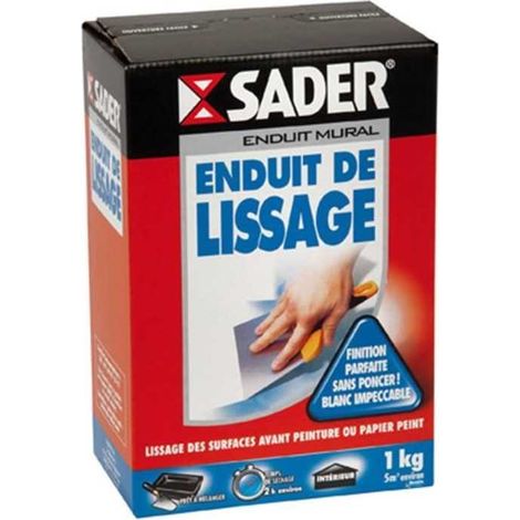 Enduit de lissage - SADER - Mur en pâte - Pret a l'emploi - Joint plaque de plâtre - Rebouchage - Pot 1,5 kg