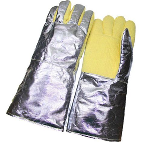 Gants résistants à la chaleur en tissu aramide dense, isolés à 500°C, dos en aluminium, pour soudure, métallurgie et fabrication de fer et d'acier (1/5)