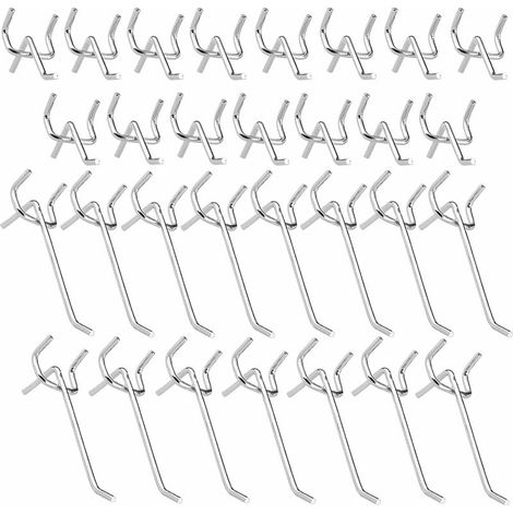 royaluxe - Métal Crochets Panneaux Perforés Crochets pour Panneau Perforé Porte Panneau Mural Crochets Muraux pour le Magasin de Vente au Détail de rché 10 cm et 5 cm Crochet Simple Ensemble 30PCS- (1/5)