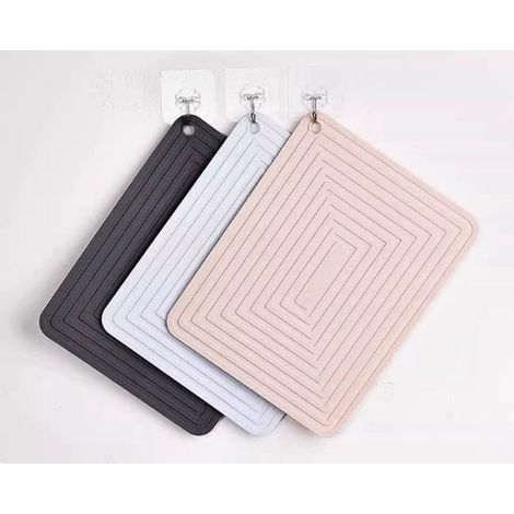 Juego de 3 posavasos grandes de silicona (23x29 cm)，resistentes al calor，antideslizantes e impermeables，en 3 colores modernos，para cocina y mesa (1/5)