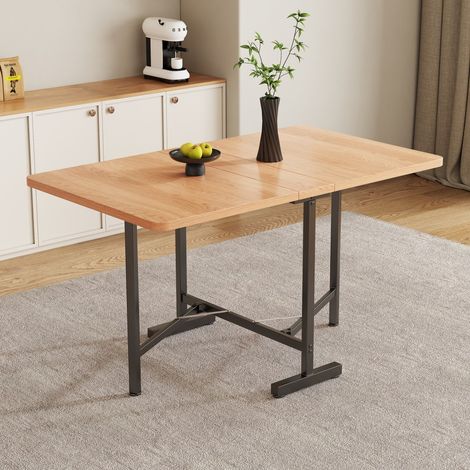 Table À Manger Extensible 120x80cm - Moderne Minimaliste - Naturelle Pliante & Rangement - Alliage (1/5)