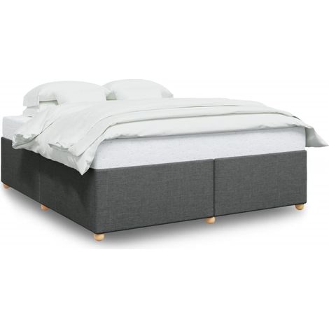 Lit double Lit adulte Cadre de lit sans matelas gris foncé 180x200 cm tissu (1/5)