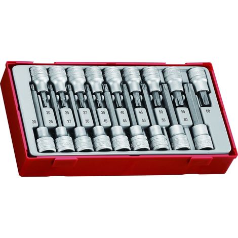 Set di chiavi a bussola con codolo tipo TX da 18 pezzi con codolo quadrato da 1/2"" Teng Tools TTTX18