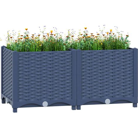 Bac à fleurs - Jardinière pour extérieur/intérieur jardin terrasse balcon - Lit surélevé 80x40x38 cm Polypropylène Chic-437904 (1/4)