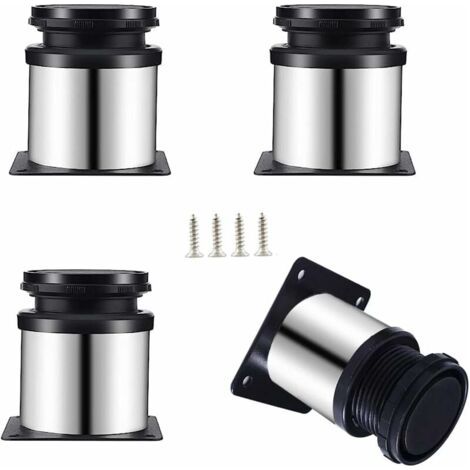 4er-Set verstellbare Möbelfüße aus Edelstahl, 50 x 60 mm, Schrankfüße, Metallfüße, geeignet für Möbel, Küche, Büro, Tischfüße, Möbelbeine, Tresenfüße