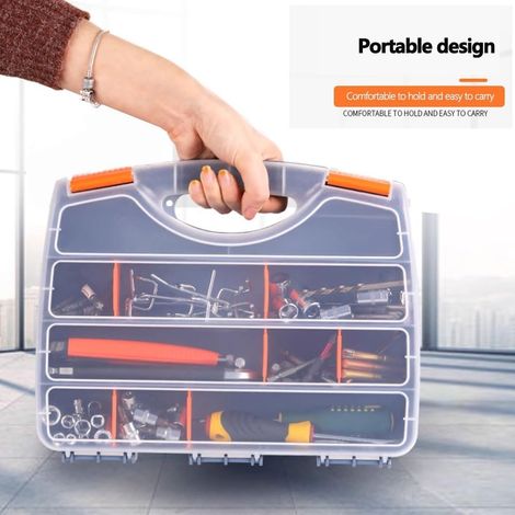 Boîte à Outils Professionnelle Boîte à Outils Boîte à Outils Boîte à pièces scellées Boîte à Outils Boîte à Accessoires Multi-Compartiments(25 compartments Double Sided) (1/5)