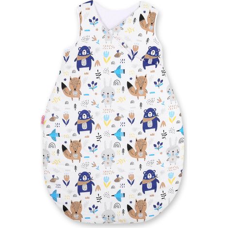 Saco de dormir de algodón para niños, talla M (3-12 meses), TOG 2.5, aislante para todo el año, color azul marino con ositos de peluche.