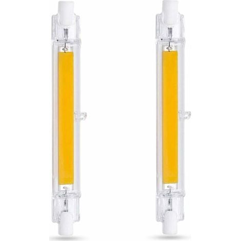 LED R7S 118mm 10W Blanc Chaud 3000K 1000lm R7S J118 Ampoule Halogène Équivalent à 80W 100W Non-Dimmable R7S 118mm Slim COB Ampoule LED pour Applique/Lampe de Sol Lot de 2