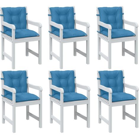Cojines silla respaldo bajo 6 ud tela azul melange 100x50x7 cm