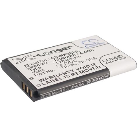 NX - Batterie téléphone, smartphone, GSM pour Nokia 3.7V 1200mAh - BK-BL-5CBL-05BL-5C