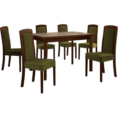 Salle à manger complète Victorville 351, Noyer, 78x80x120cm, Diamètre: 0, Nombre de chaises: 6, Style: Contemporary (1/5)