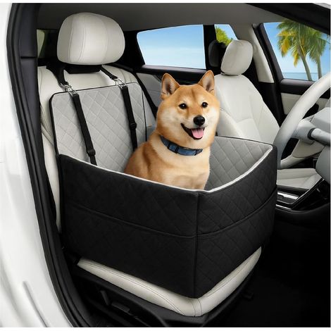 Trintion Dog Car Seat Up to 35lbs with A Storage Pocket for 2 Small Dogs Fully Detachable and Washable Pet Car Seat Soft Fabic (Black-Gray, 35 lbs) (1/5)