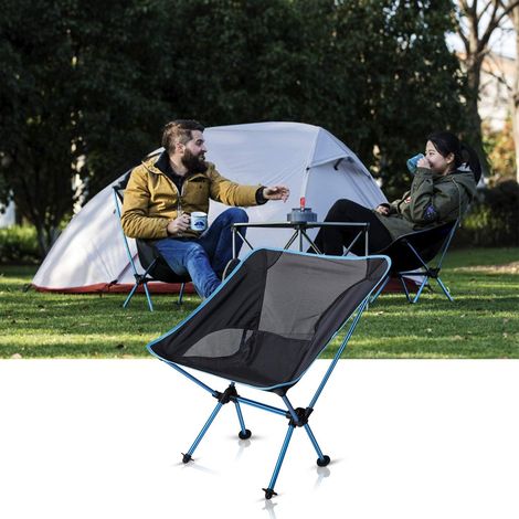 Chaise de Camping Pliante Portable Chaise de Pêche Compact Ultra-légère avec Sac de Transport pour Randonnée, Barbecue, Pique-Nique, Plage, Plein air, Max Charge 150 kg (1/4)