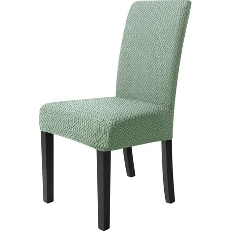 Housse de chaise en polyester polaire T-type avec motif jacquard ou uni – Couverture décorative pour salon, couleur vert prairie, hauteur dossier 45 à 55 cm