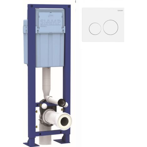 Siamp – Bâti support WC autoportant silencieux – Hauteur réglable 1100-1300 mm – Capacité réservoir 3L/6L – Installation facile sur sol ou mur