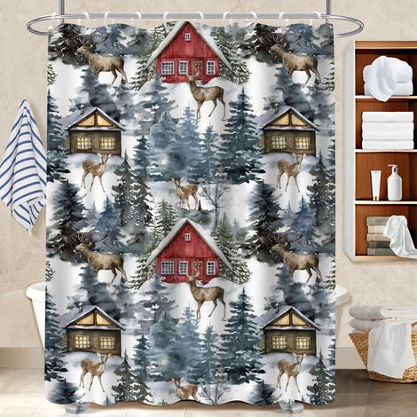 Rideau de douche tissu polyester 180x180 dessin rideau séchage rapide pour accueillir l’été dans sa maison (1/5)