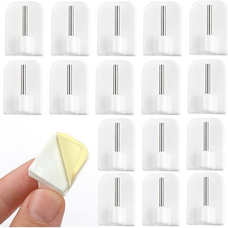 30 Pcs crochet rideau, accroche rideau sans percage, Crochets Autocollants, Crochets Adhésifs, Supports pour Tringles, Tringle sans Percage Crochets Autocollants pour Barres de Rideaux (1/5)