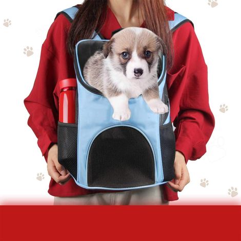 OC-PRO - Sac à dos de transport respirant pour animaux de compagnie avec ventilation en maille et support dorsal pour voyage, randonnée, camping, bleu (1/5)
