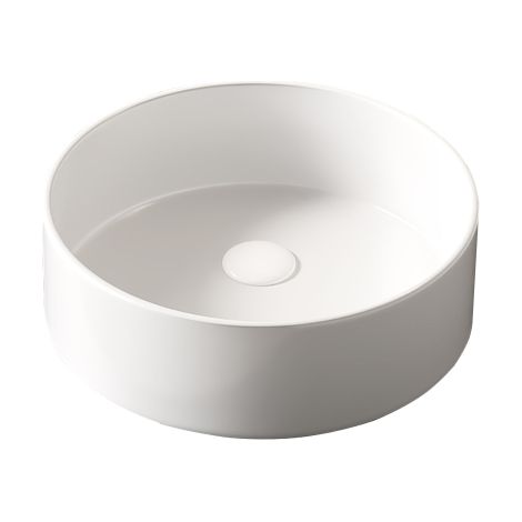 Pour un plan vasque soigné, lavabo rond à poser 36 cm en céramique blanche pour salle de bain (1/5)