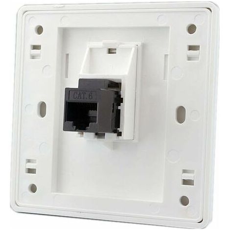 Prise murale double passage RJ45 CAT6 Gigabit – Compatible modules 1 à 4 – Plastique d'ingénierie – 86x86mm pour installation esthétique (1/4)