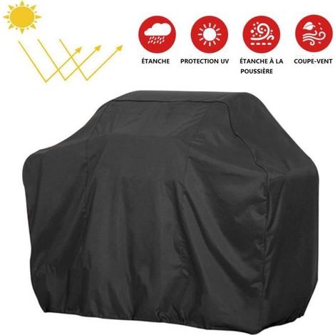 Housse Barbecue BBQ Protection Etanche Anti Poussière Anti Pluie - 100 x 80 x 66 cm - Noir (1/4)