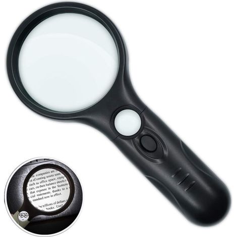 Loupe avec lumière 3X 45X, loupe de lecture éclairée, loupe avec 3 LED, haute clarté et loupe de poche légère pour les seniors, les bijoutiers, les artisans (1/5)