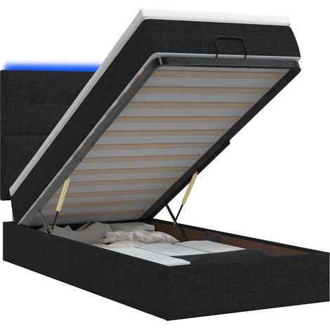 Maison Exclusive - Letto Ottomano con Materasso e LED Nero 90 x 200 cm Tessuto (1/5)
