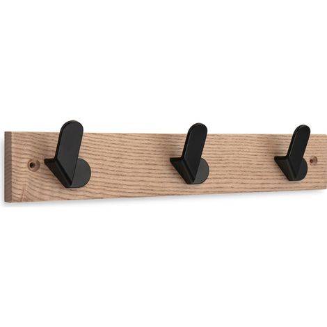 INOFIX Appendiabito Nordik Legno Frassino 3Ganci Metallo Nero