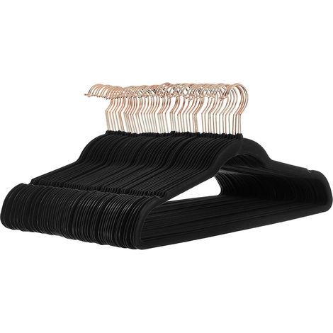Cintres en velours pour costumes, Lot de 50, noir/doré (1/5)
