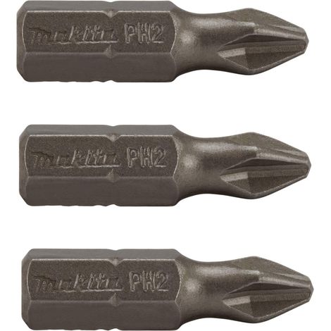 Makita – Embouts PH2 – Longueur 25 mm, acier S2, lot de 3, réf. B-23466 (1/3)