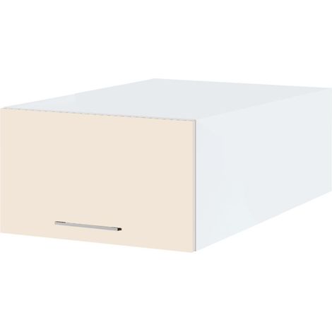 Meuble haut grande profondeur de cuisine Lovia Vanille Mat 1 porte relevable L 60 cm (1/2)