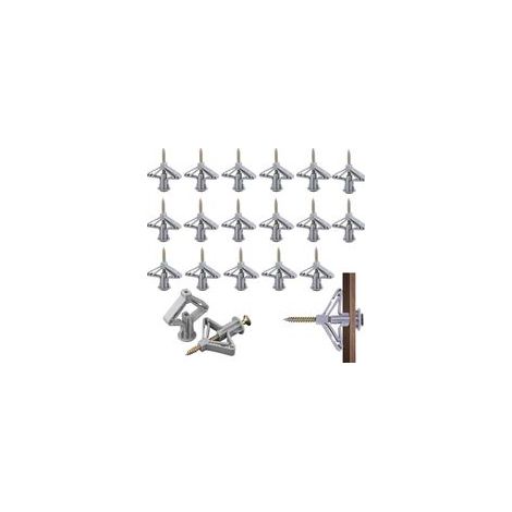 20 Pieces M860 Cheville Brique Creuse Forme Papillon, Fixations Pour Plaques De Plâtre Avec 20 Pieces Vis, Cheville pour Plaques Plâtre, Panneaux Fibres Gypse, Murs Creux