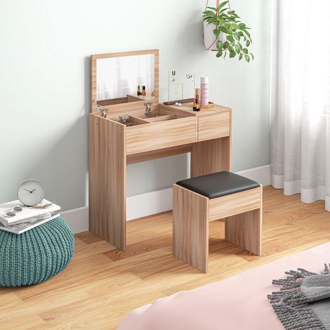 80x40x79 cm 40x30x40 cm - Coiffeuse maquillage doté de tabouret, table maquillage avec miroir à table et boîtes et