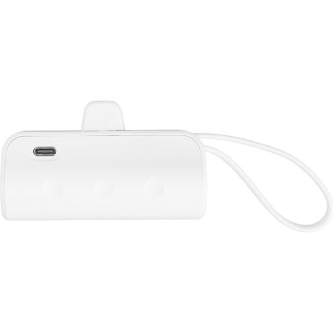 Mini chargeur portable multifonction avec câble intégré pour iOS, interface Type C, batterie externe 2 en 1 mini USB-C pour les situations d'urgence (1/5)