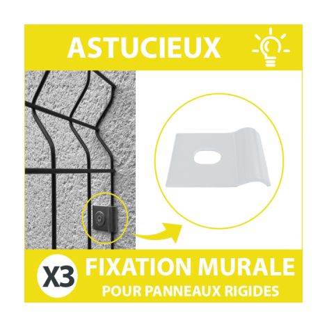 Fixation Murale Blanche Panneau Grillage Rigide - Lot de 3