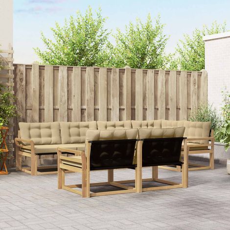vidaXL Outdoor-Sofagarnitur 7 Stk. Weiß und Beige (1/5)