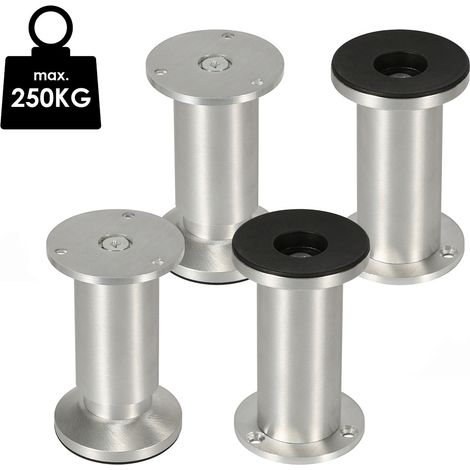 4X Pieds de meuble Pieds de socle Pieds de meuble Pied d'armoire Lit Réglable-Aluminium-120mm (1/5)