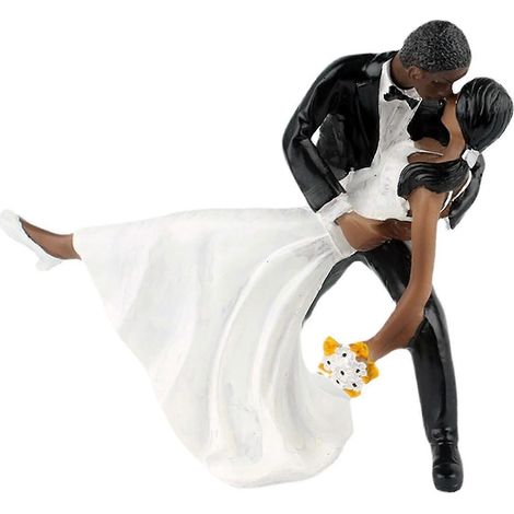 Brautpaar-Set Tango-Tanz DIY Mikrolandschaften Accessoires Handbemalte Mini-Hochzeitstortenfiguren mit bemalten Figuren für die Hochzeit-black (1/5)