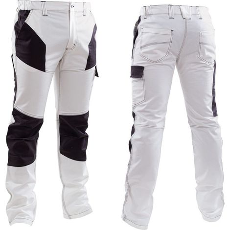 Pantaloni da Lavoro Bianchi Elasticizzati Slim Fit Jump Bianco XS