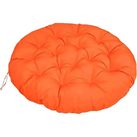 Runder drehbarer Rattan-Sessel für den Innenbereich, 50 x 50 cm, mit Futonkissen und orangefarbener Dekoration