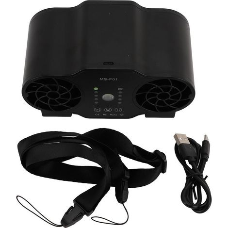 Ventilador portátil recargable por USB, potente flujo de aire, refrigeración frontal/trasera, ideal para acampar al aire libre, 10.000 mAh. (1/5)