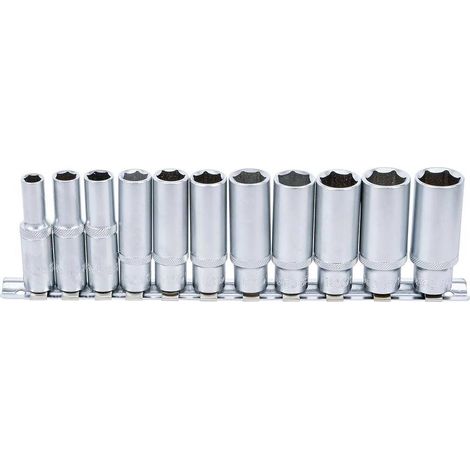 Jeu de Douilles Six Pans Longues 8-19 mm - 11 pcs - Précision et Durabilité, Acier, Zones Difficiles - D-Work (1/5)