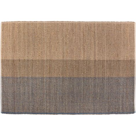 Tapis de Salon en Jonc de Mer et Coton Tissé Main Style Bohème Myosotis 120 x 170 cm - PANGIVO