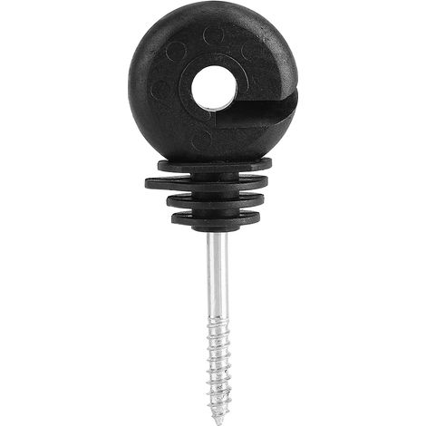 100 vis de bois noires pour isolateurs de poteau en anneau, clôture électrique fil ou ruban polyéthylène (1/5)